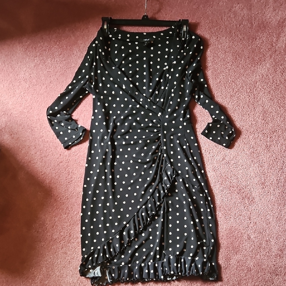 Petite Elegant Black Polka Dot Dress